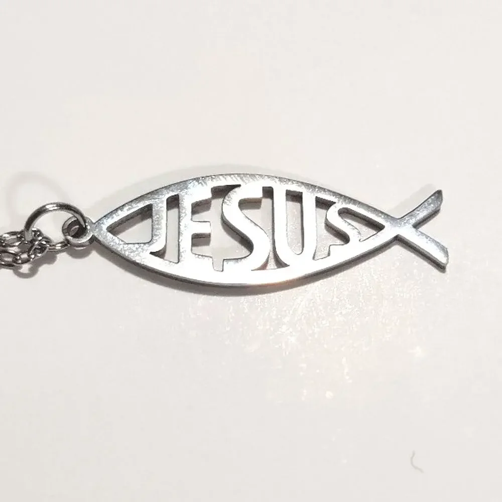 Stainless Steel Jesus Christ Fish Necklace Christian Christmas Birthday Gift New